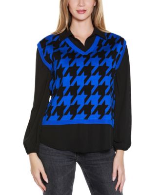 Women's Houndstooth Two-Fer Sweater