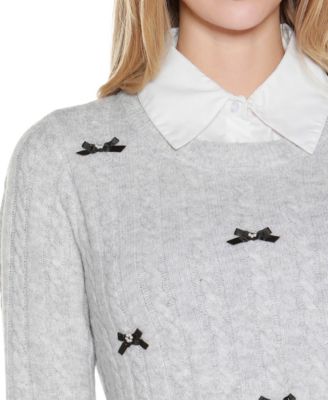 Women's Bow-Trim Two-Fer Sweater