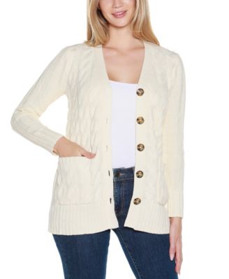 Women's Button-Front Cable Cardigan Sweater