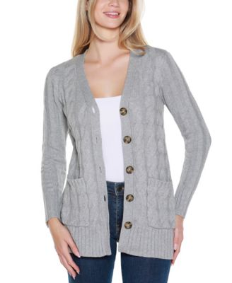 Women's Button-Front Cable Cardigan Sweater