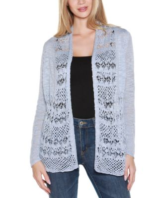 Women's Open-Front Pointelle-Trim Cardigan Sweater