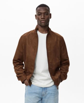 MANGO - Men's Suede Leather-Effect Jacket