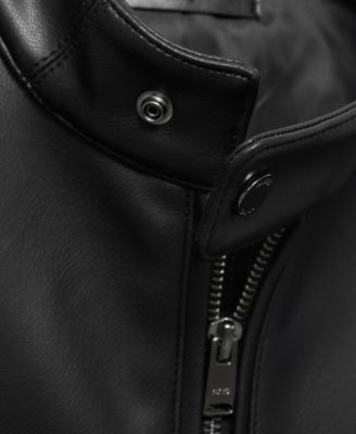 Men's Zip-Up Leather-Effect Jacket