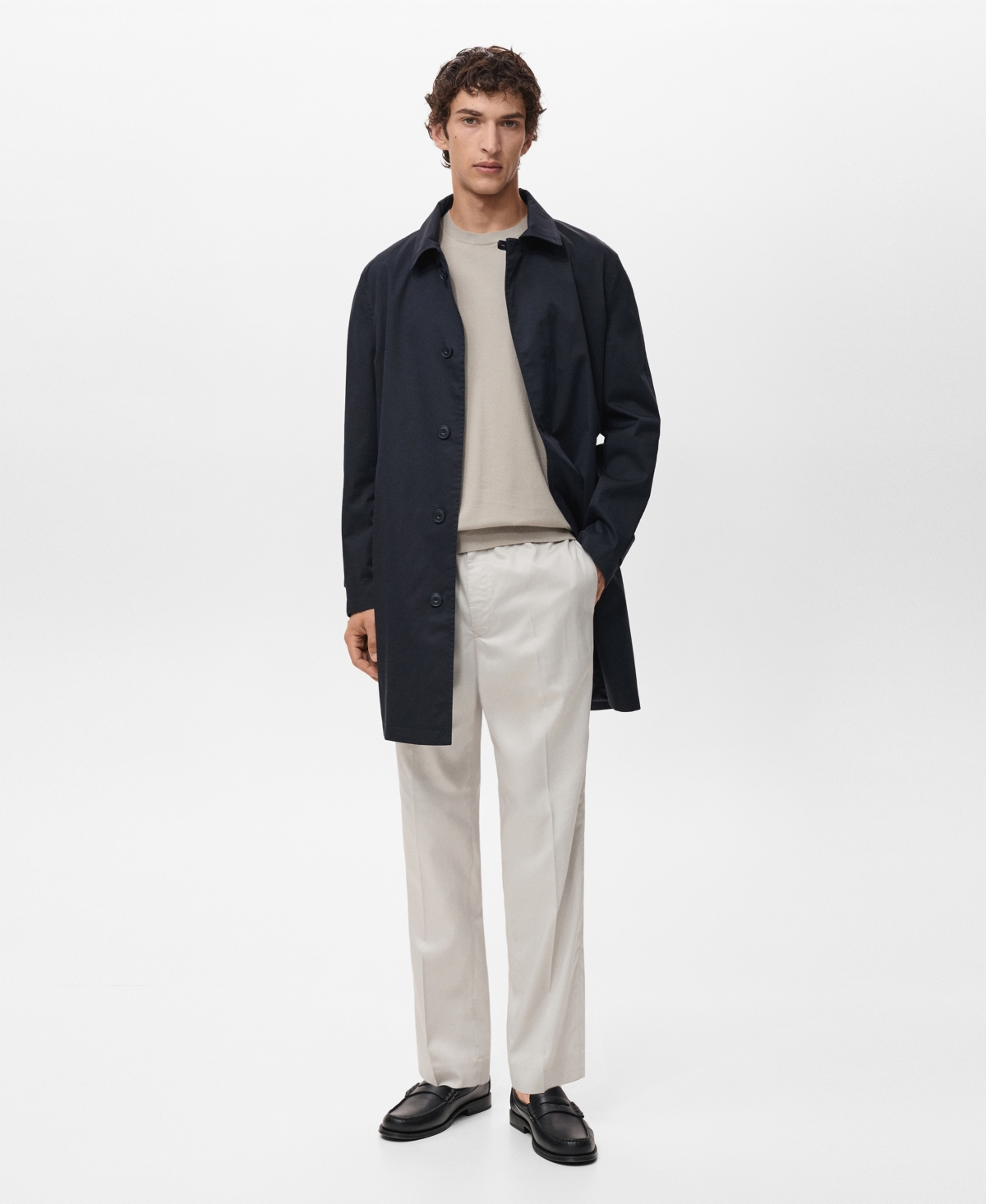 Mango Men's Classic Water-repellent Trench Coat In Blue