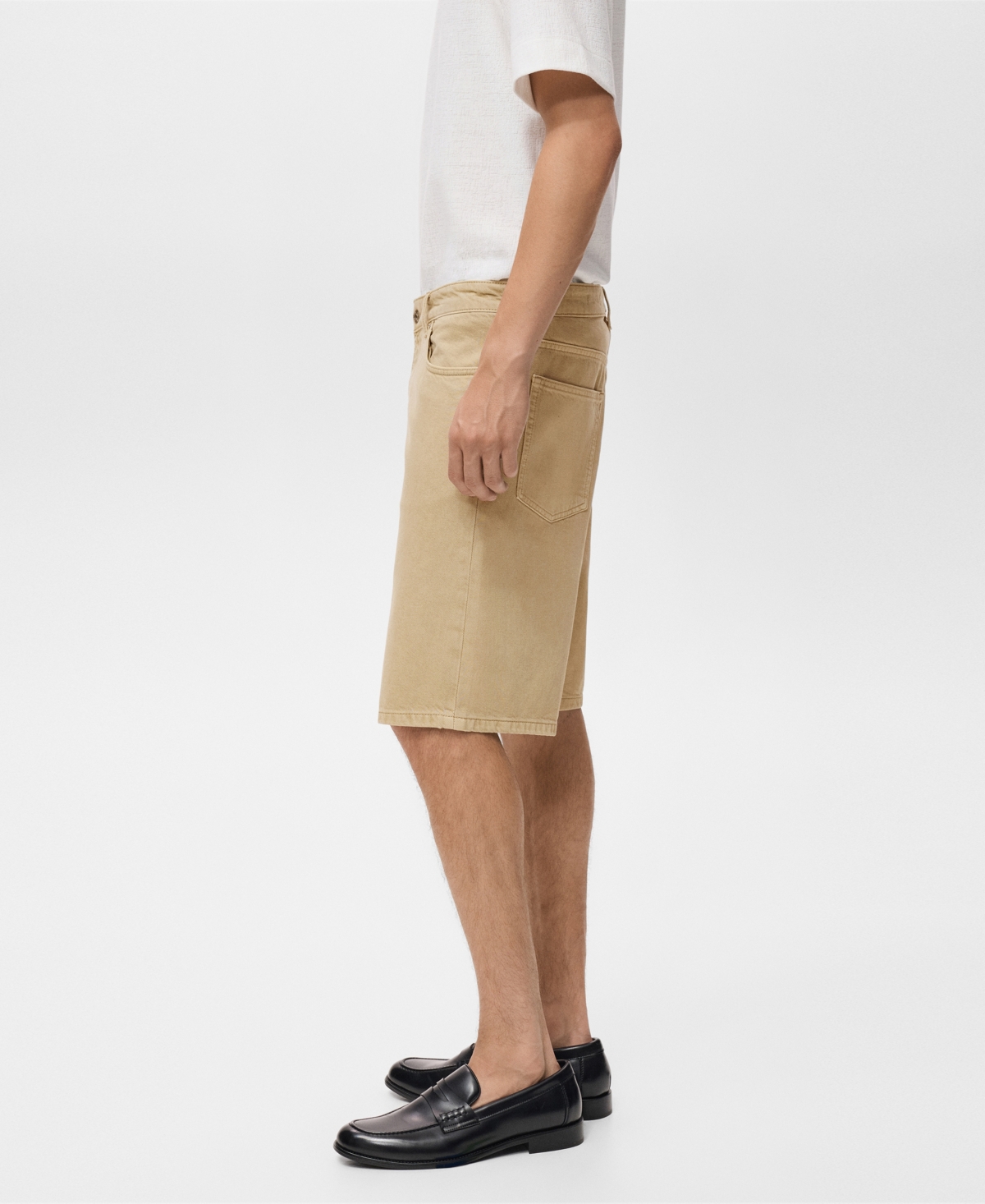 Mango Relaxed Fit Denim Bermuda Shorts In Neutral