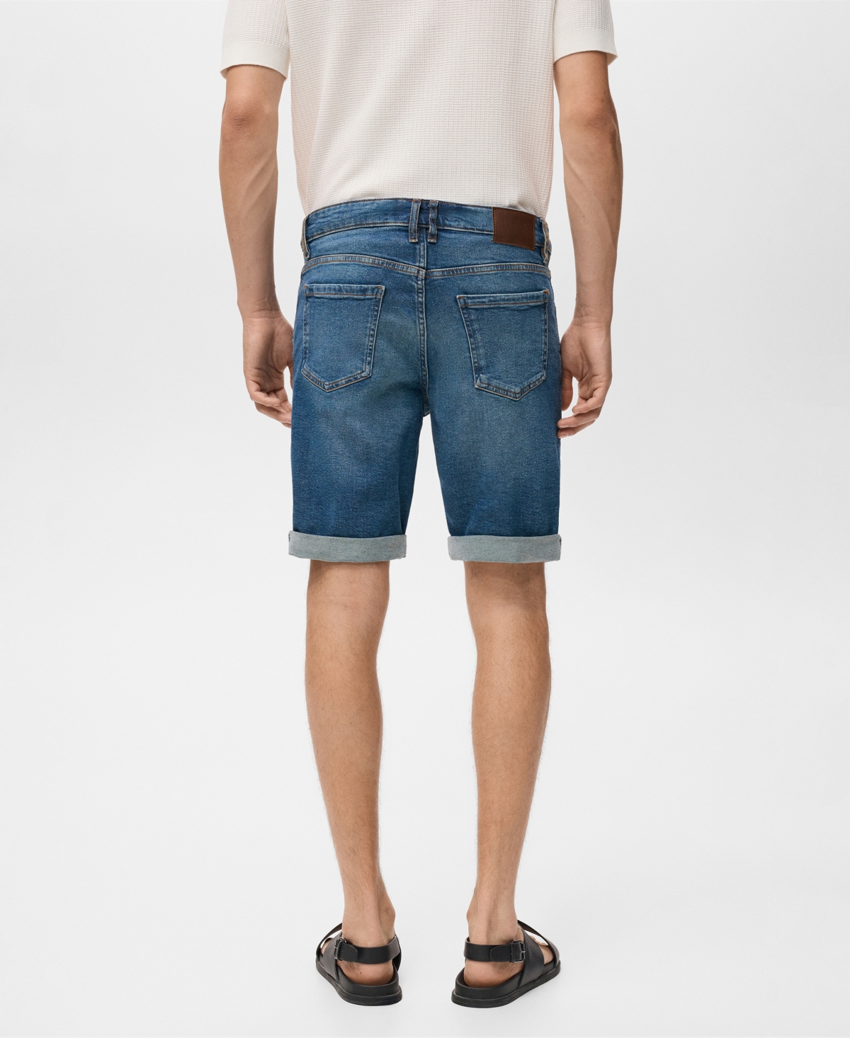 Mango Slim Fit Denim Bermuda Shorts In Blue