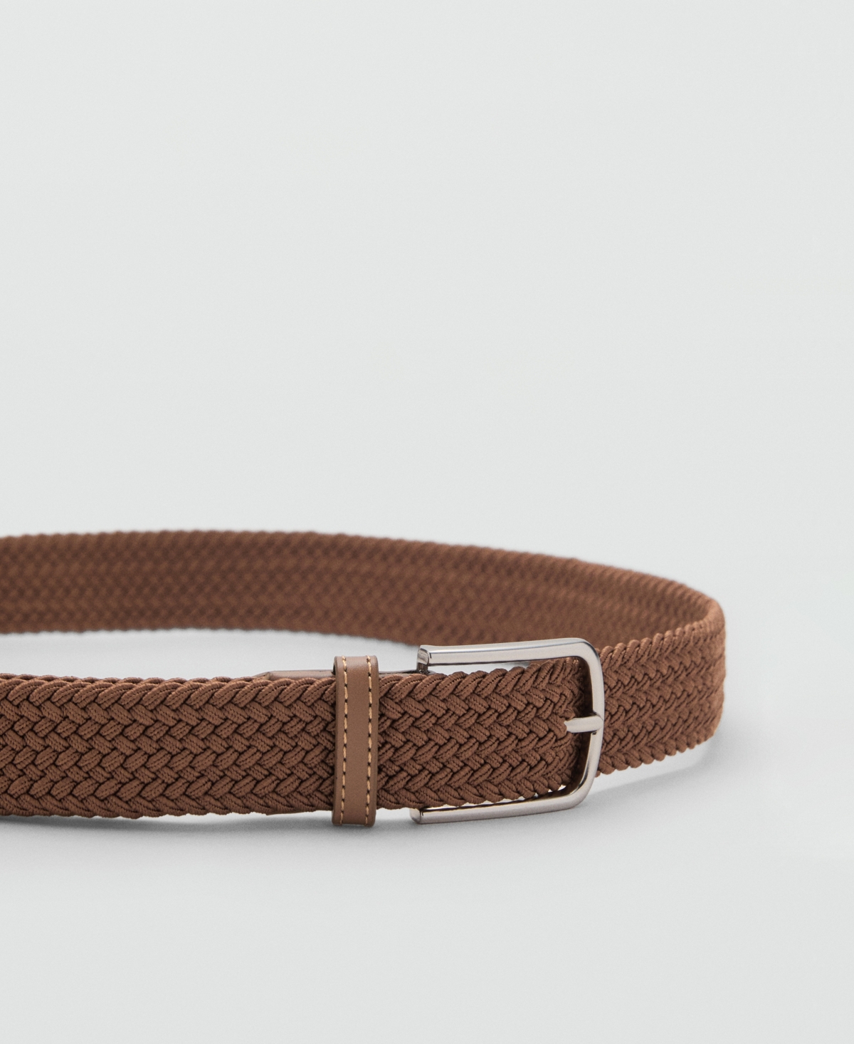 Mango Men's Braided Elastic Belt In Brown