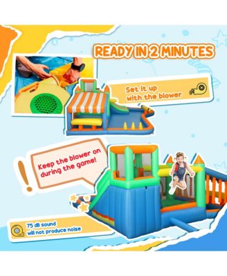 8 in 1 Inflatable Bounce House Water Slide with 550W High Power Blower