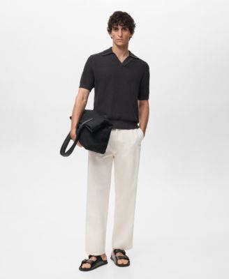 Men's Crochet Cotton Polo Shirt