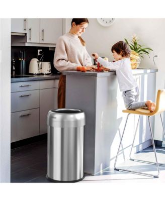 Round Stainless Steel Open Top Kitchen Trash Can with Dual AbsorbX Odor Filters