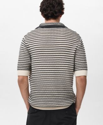 Men's Striped Structure Cotton Polo Shirt