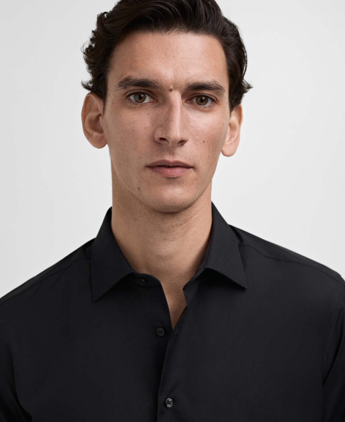 Mango Slim Fit Cotton Poplin Button-up Shirt In Black