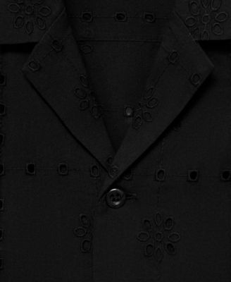 Men's Embroidered Eyelet Details Shirt