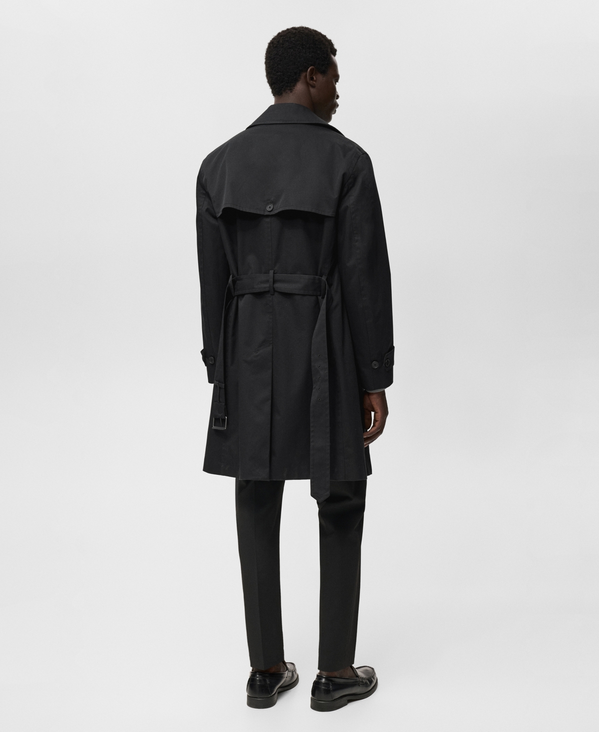 Mango Water Repellent Trench Coat In Black