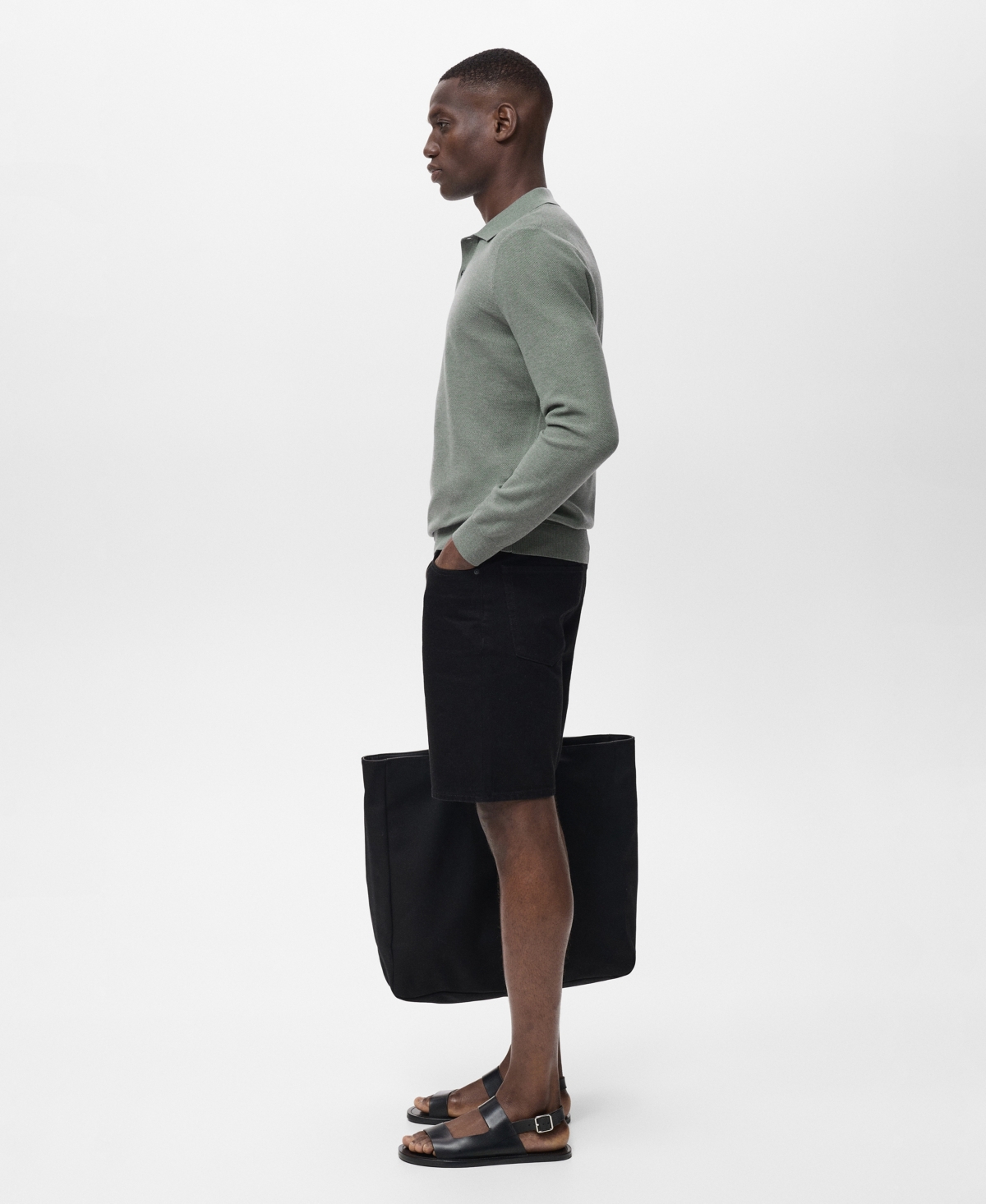 Mango Men's Micro-structured Cotton Polo Shirt In Green