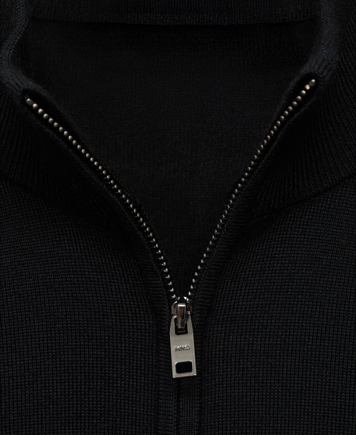 Mango Perkins Wool Quarter Zip Sweater In Black