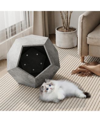 25.98" Pet Carrier Side Table Planter in Cement Gray