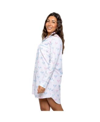 Women's Organic Cotton Poplin Button Down Pajama Night Shirt