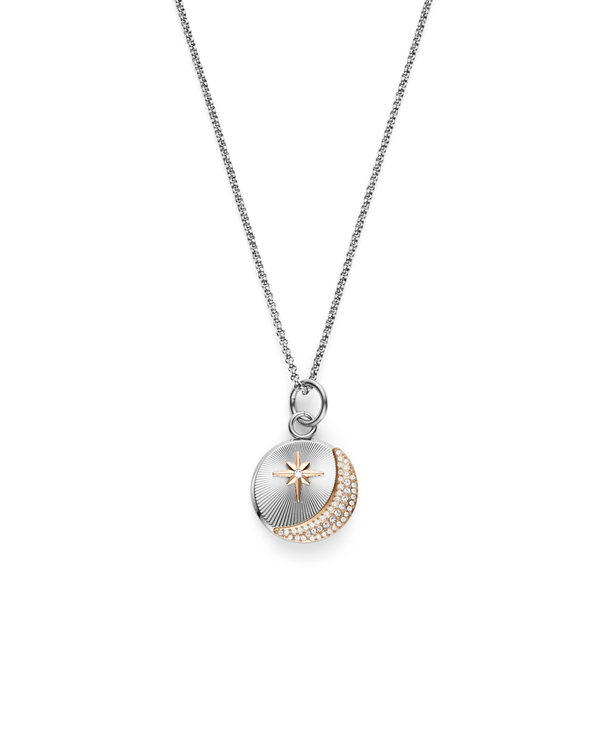 Olivia Burton Celestial Star Silver Tone Stainless Steel Necklace In Silver