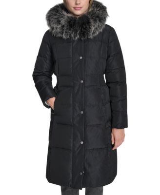 Women's Trim Hood Zip-Front Down Filled Puffer Coat