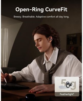 Bowie MC1 Pro Open Ear Clip-On Headphones, Hi-Res LDAC & HiFi4 Acoustic Sound, 5g Ultra-Lightweight Comfort, SuperBass 2.0, DNN 4-Mic AI Clear Calls, IP67 Waterproof, Bluetooth 6.0