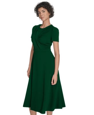 Women's Short Sleeve Ruched Midi Dress