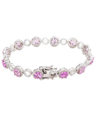 Suzy Levian Sterling Silver Sapphire & Created White Sapphire Circle Bracelet