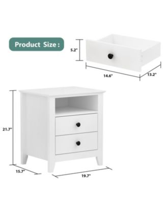 Exquisite 2-drawer bedside table with metal handle, bedroom nightstand, wooden end table
