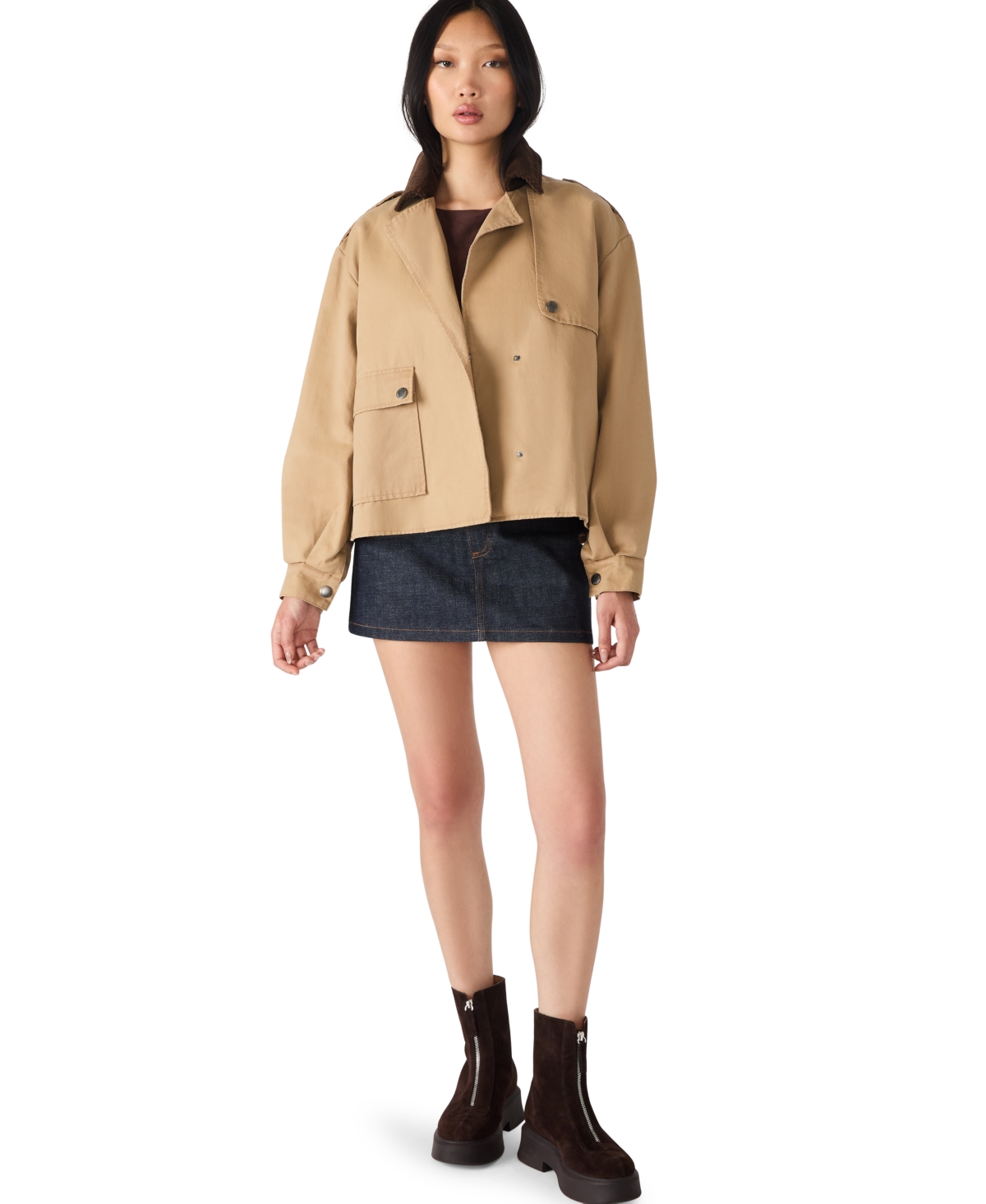 Steve Madden Luisa Trench Jacket In Brown