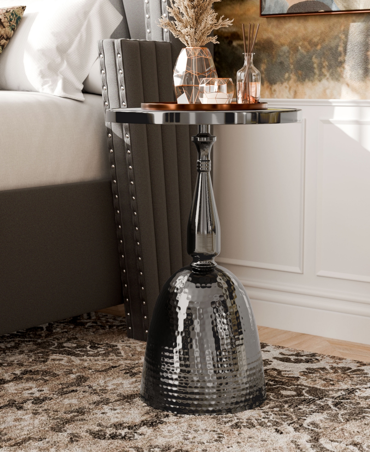 Furniture Of America Knoll 16" Metal Round End Table With Pedestal Base In Black