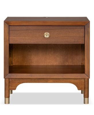 Forma 26" Solid Wood 1-Drawer Nightstand with LED Light and USB Ports