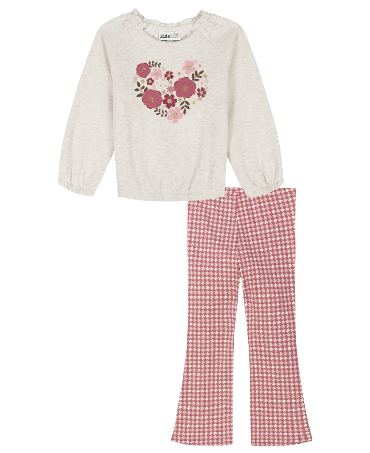 Kids Headquarters Baby Girls 2-piece Set Pullover Top And Patterned Pants In White