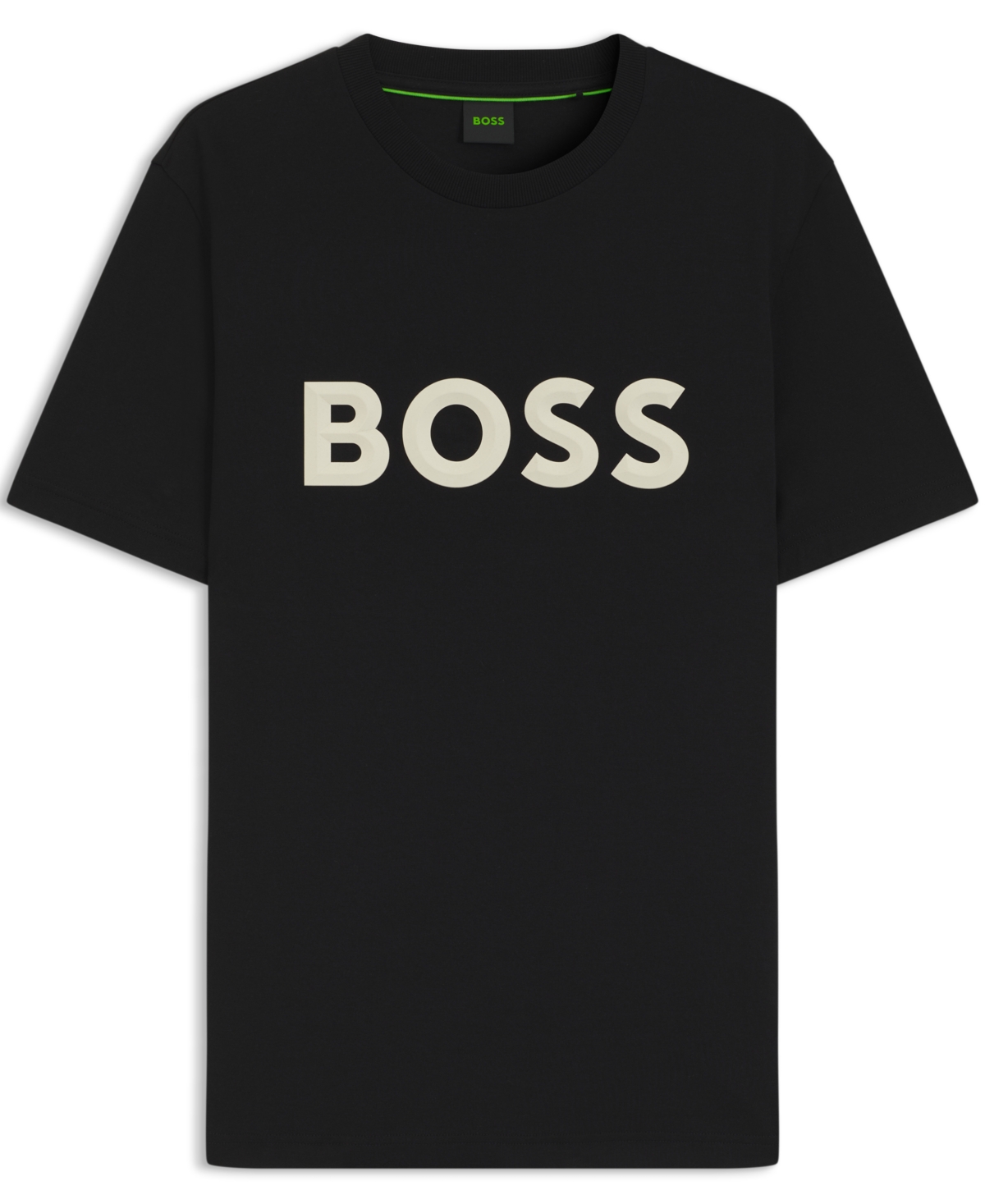 Hugo Boss Cotton-jersey T-shirt With Curved-logo Print In Black