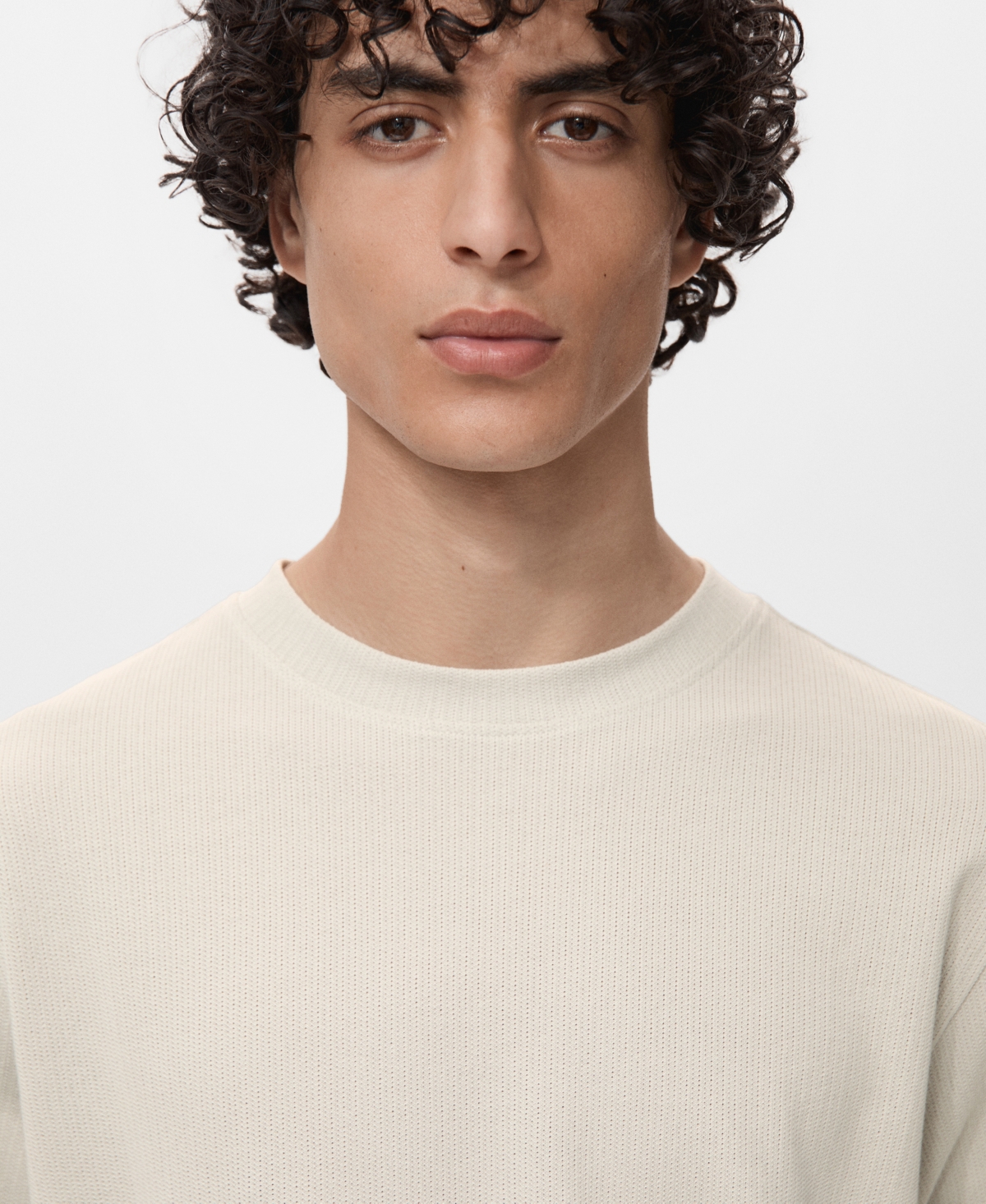 Mango Men's Cotton Fine-knit T-shirt In White