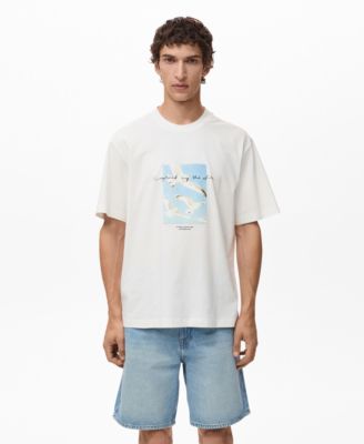 MANGO - Men'sPrintedPatchT-Shirt