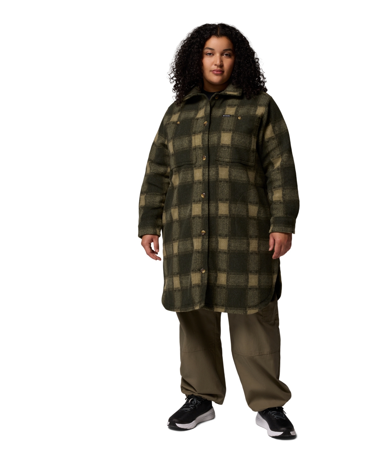 Columbia Plus Size Wildest Venture Long Fleece Coat In Green