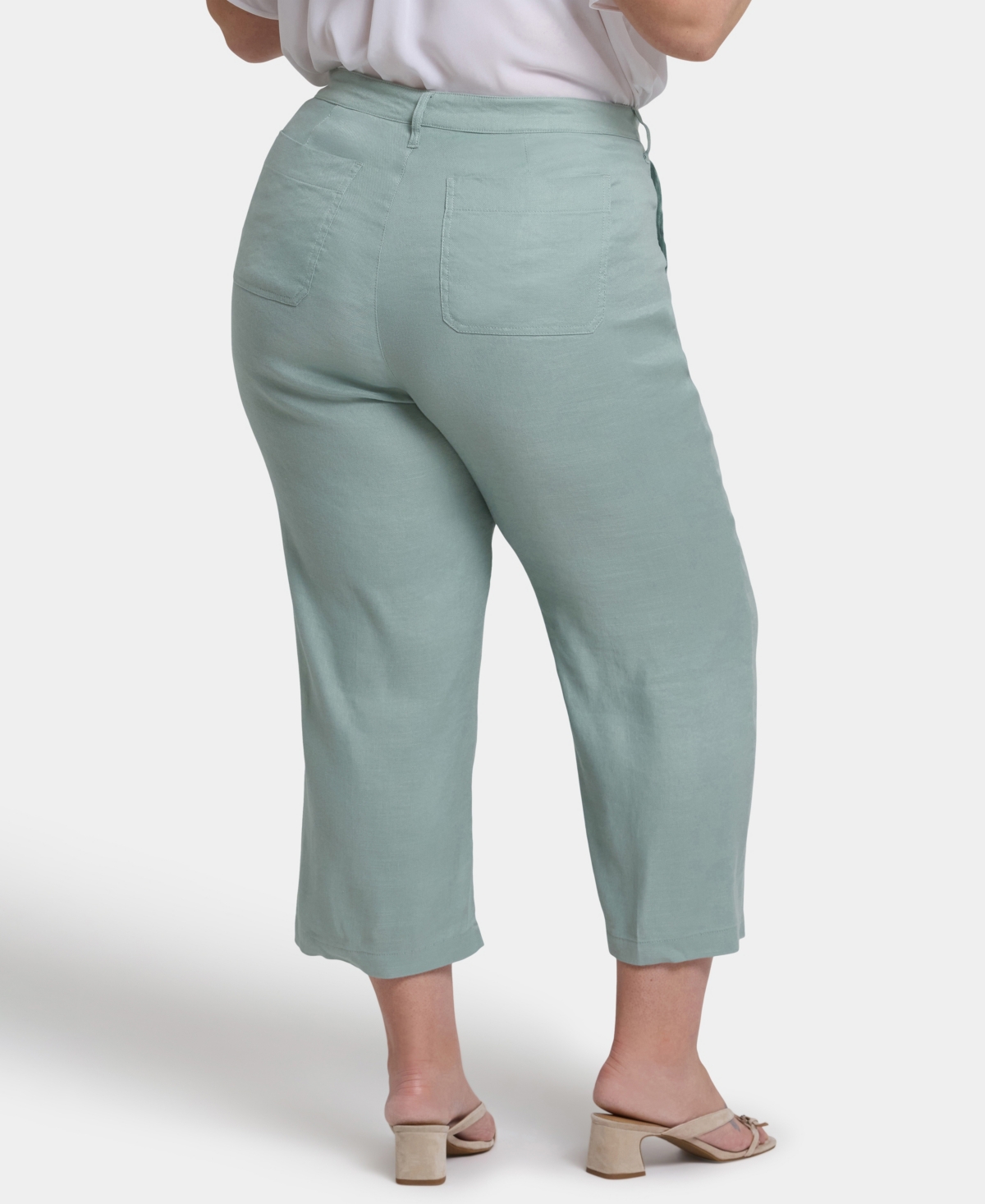 Nydj Plus Size Wide Leg Cargo Capri Pants In Green