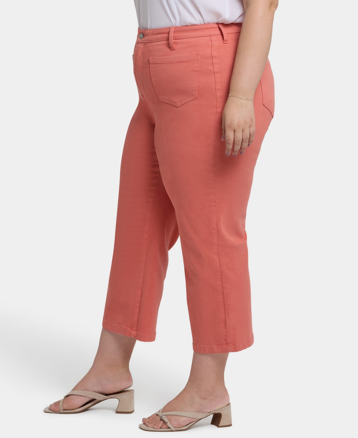 Nydj Coco Relaxed Wide Leg Crop Jeans In Coral Haze In Pink