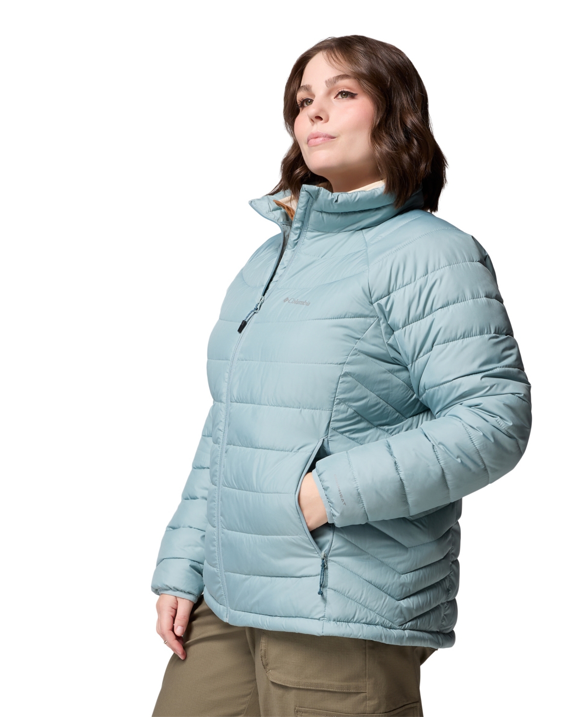 Columbia Plus Size Powder Lite Ii Full Zip Insulated Jacket In Blue