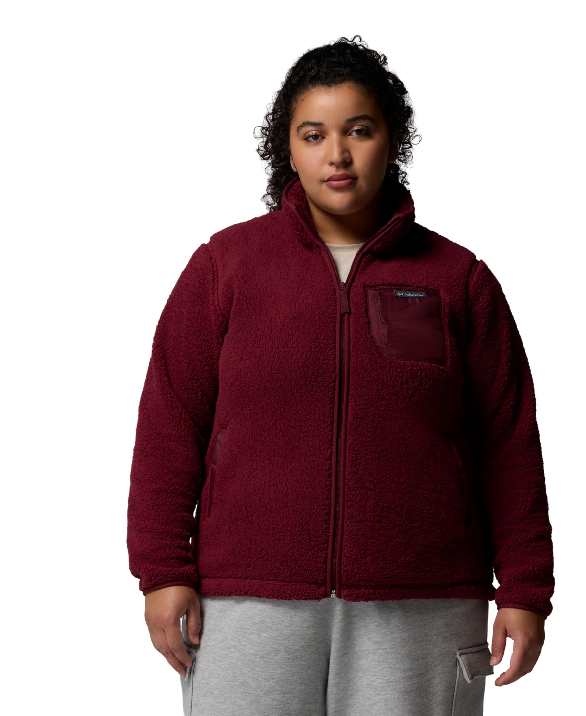 Columbia Plus Size Benton Springs Fleece Long Sleeve Jacket In Red