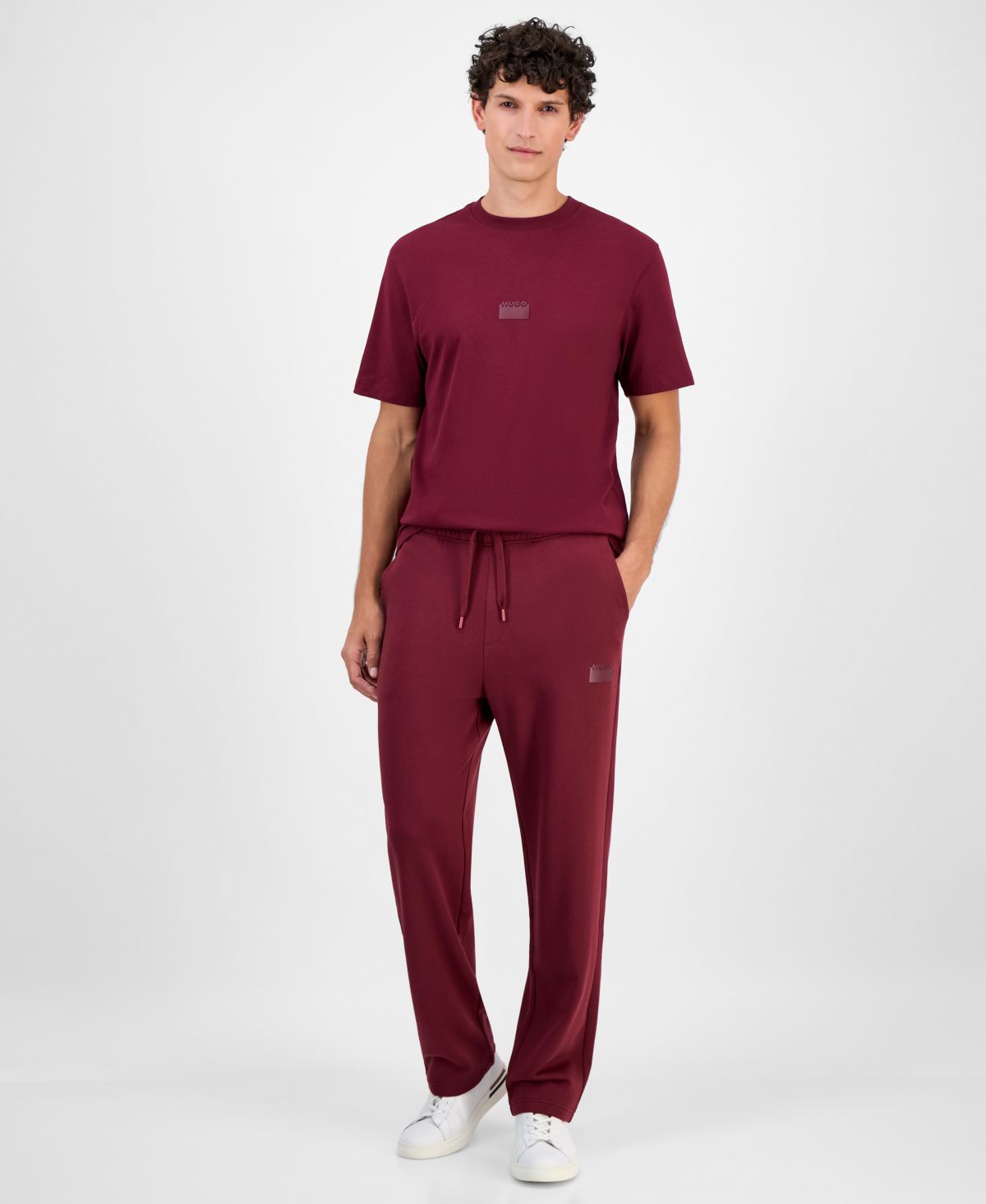 Мужские прямые хлопчатобумажные брюки свободного кроя Hugo Boss