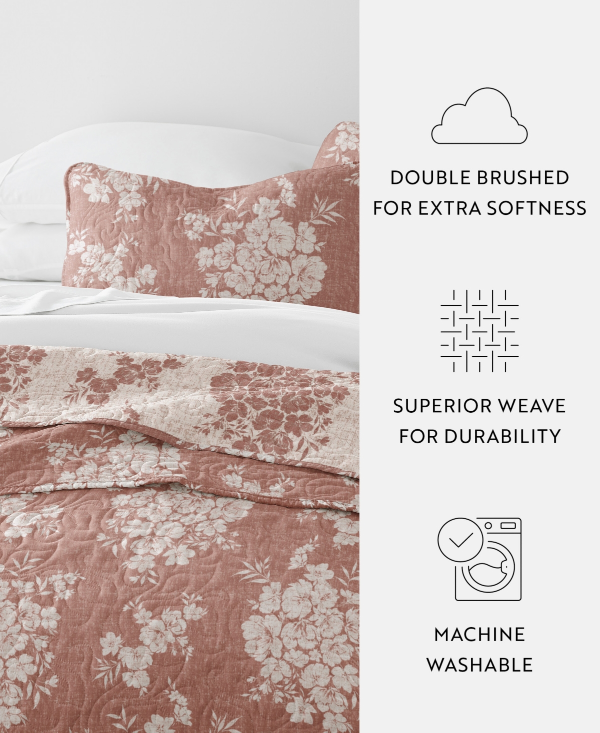 ienjoy Home Distressed Bouquet Reversible 3-Pc. Quilt Set, King/California King