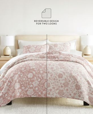Textured Floral Reversible 3-Pc. Quilt Set, Full/Queen
