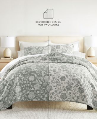 Textured Floral Reversible 2-Pc. Quilt Set, Twin/Twin XL