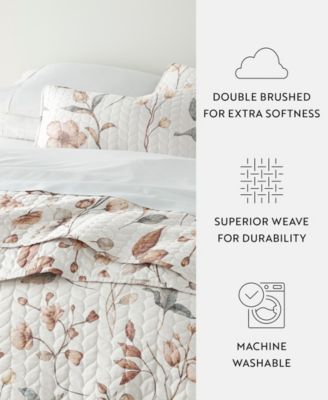 Russet Floral Reversible 3-Pc. Quilt Set, Full/Queen