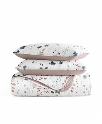 Poppy Bloom Reversible 3-Pc. Quilt Set, Full/Queen