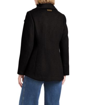 Women's Short Wool Coat With Fixed Bib