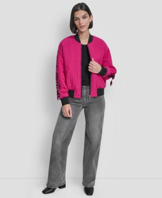 Women's Collar Zip-Front Quilted Bomber Jacket