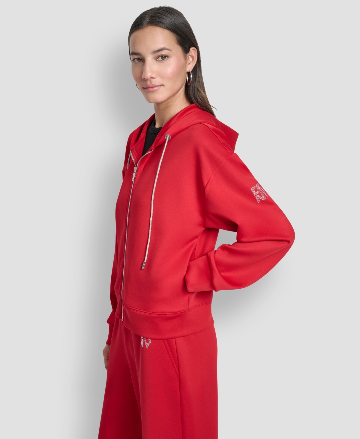 Dkny Women's Long-sleeve Scuba Zip-up Jacket In Red