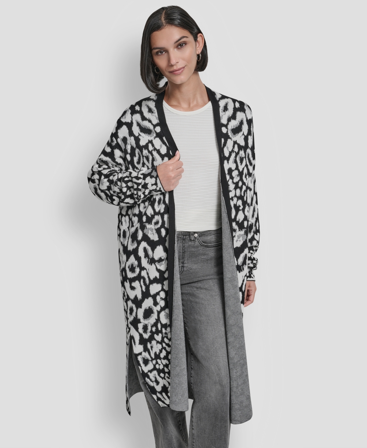 Dkny Women's Leopard Jacquard Oversized Cardigan